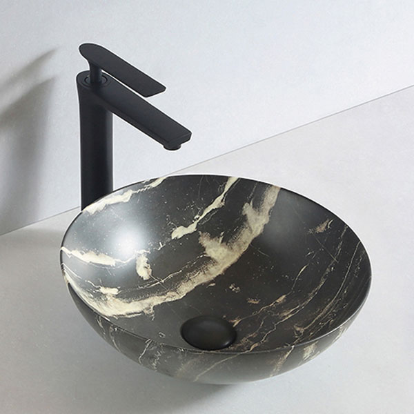 Ceramic Pure Natural Stone bathroom wash basin black marble sink ...